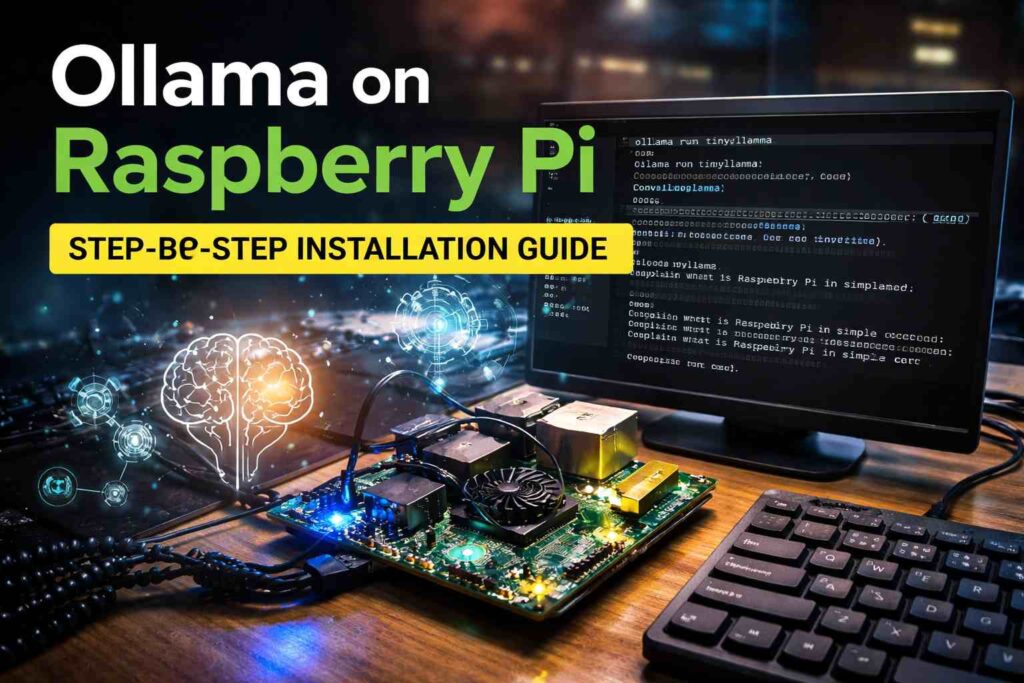 Ollama on Raspberry Pi running local AI model on Raspberry Pi 4 terminal screen