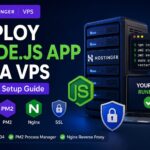 Developer deploying a Node.js application on a Hostinger VPS server using PM2 and Nginx on Ubuntu Linux